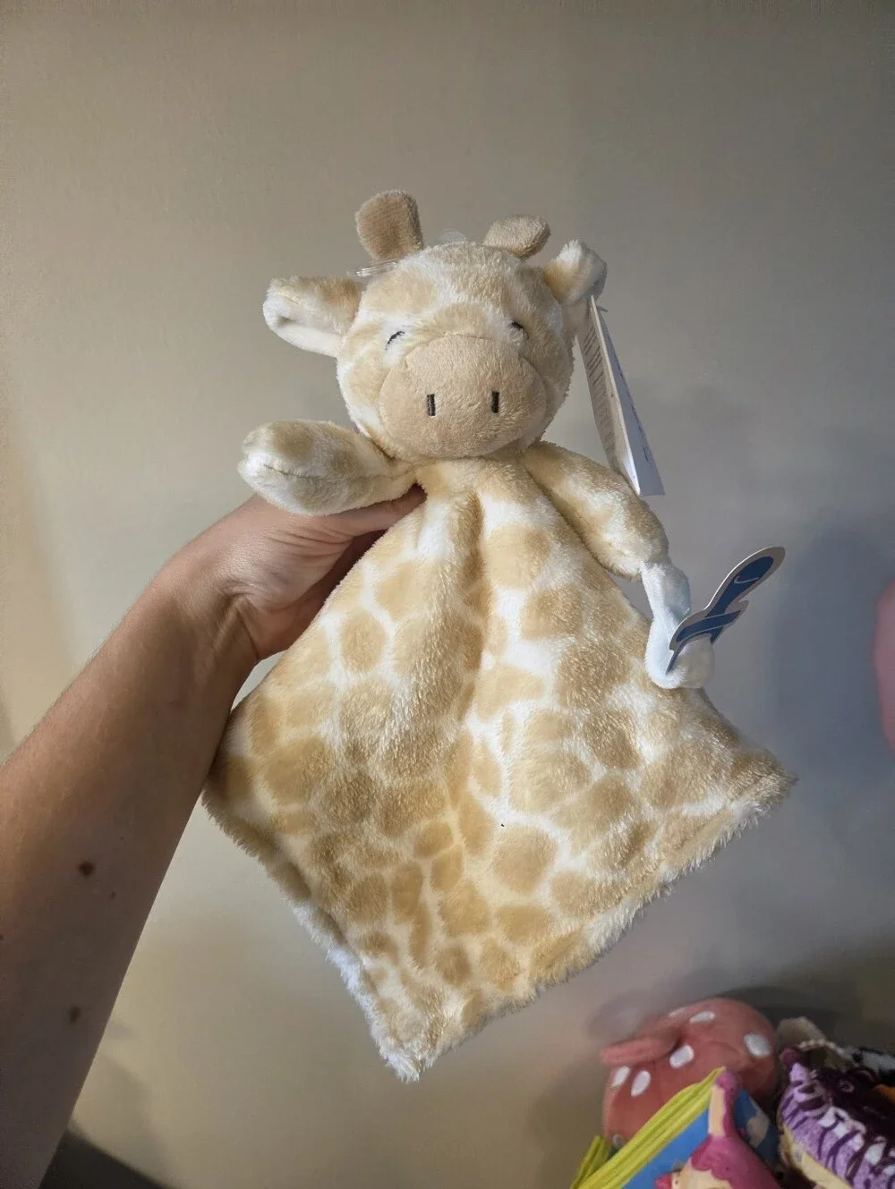 New Carters Giraffe Plush Security Blanket Lovey With Pacifier Holder Tan Brown